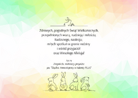 Kartka z życzeniami, z 5 naszkicowanymi zajączkami