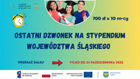 Plakat informuje o ostatnim dzwonku na złożenie wniosku o stypendium