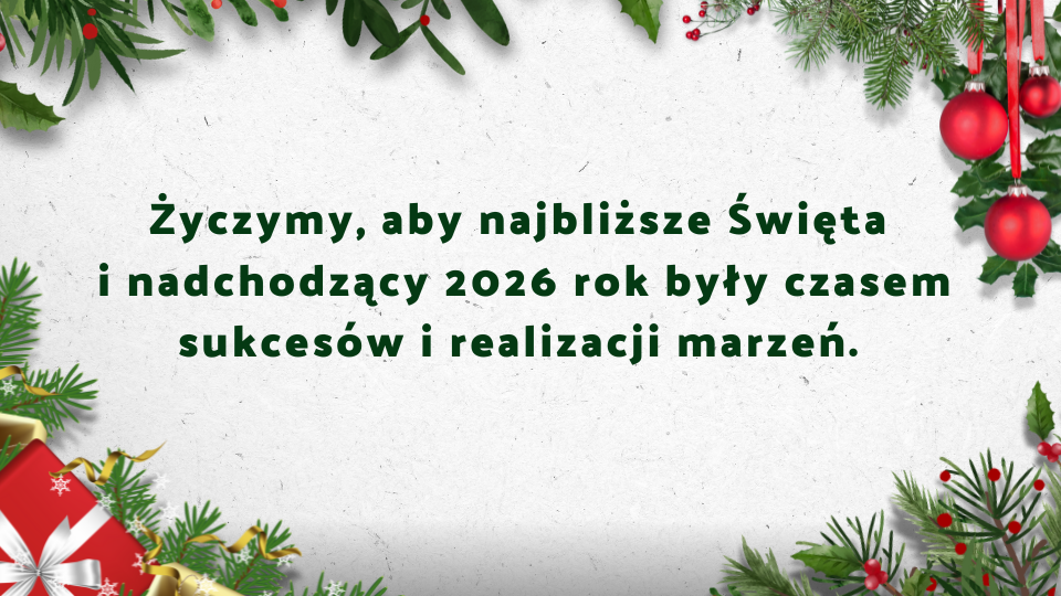 Kartka z życzeniami z okazji Świąt oraz zakończenia roku